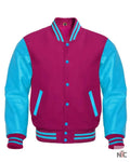 Hot Pink And Sky Blue Varsity Jacket