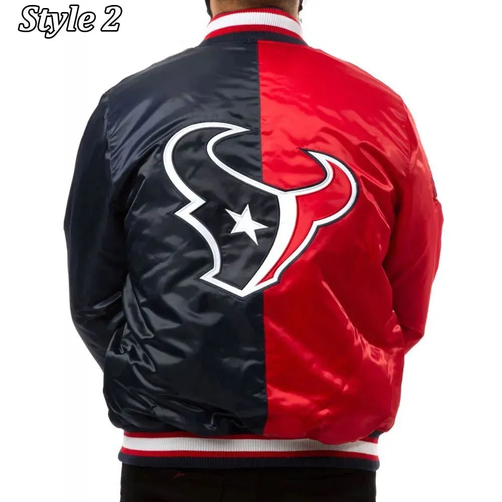 Houston Texans Enforcer Navy and Red Satin Jacket
