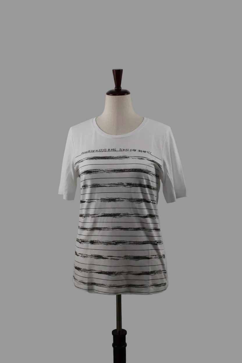 Primakind Women's "Bon Voyage" Striped Graphic T-Shirt