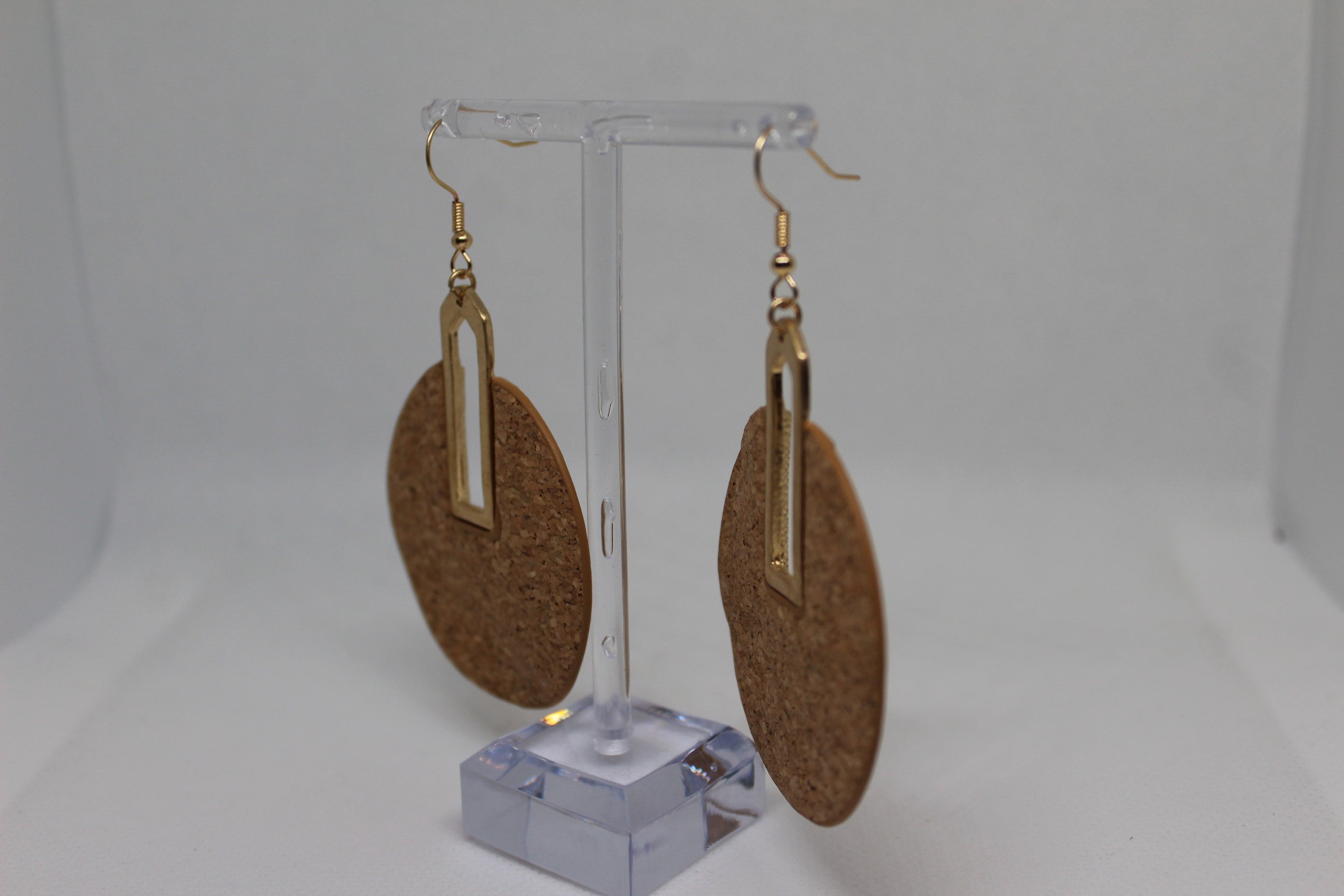 Primakind Women's Cork and Gold-Tone Geometric Dangle Earrings