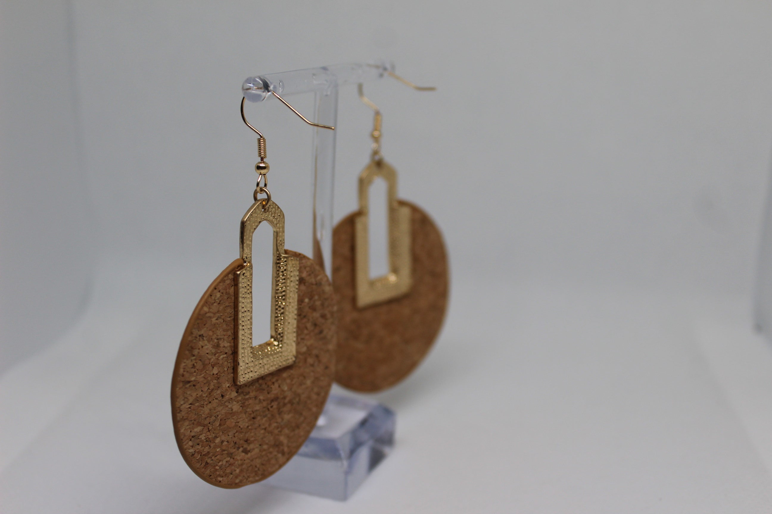 Primakind Women's Cork and Gold-Tone Geometric Dangle Earrings