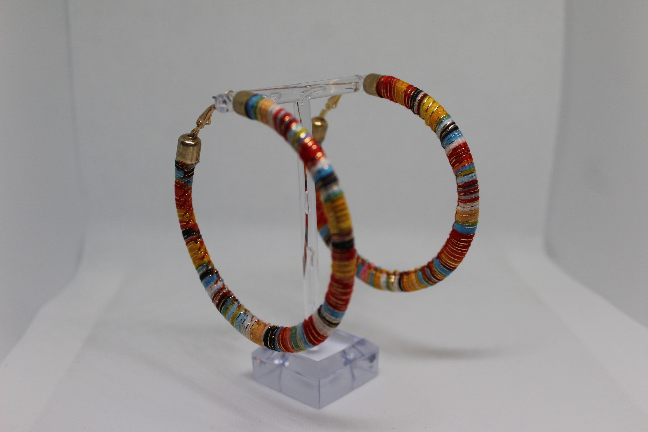 Primakind Women's Multicolored Thread-Wrapped Hoop Earrings