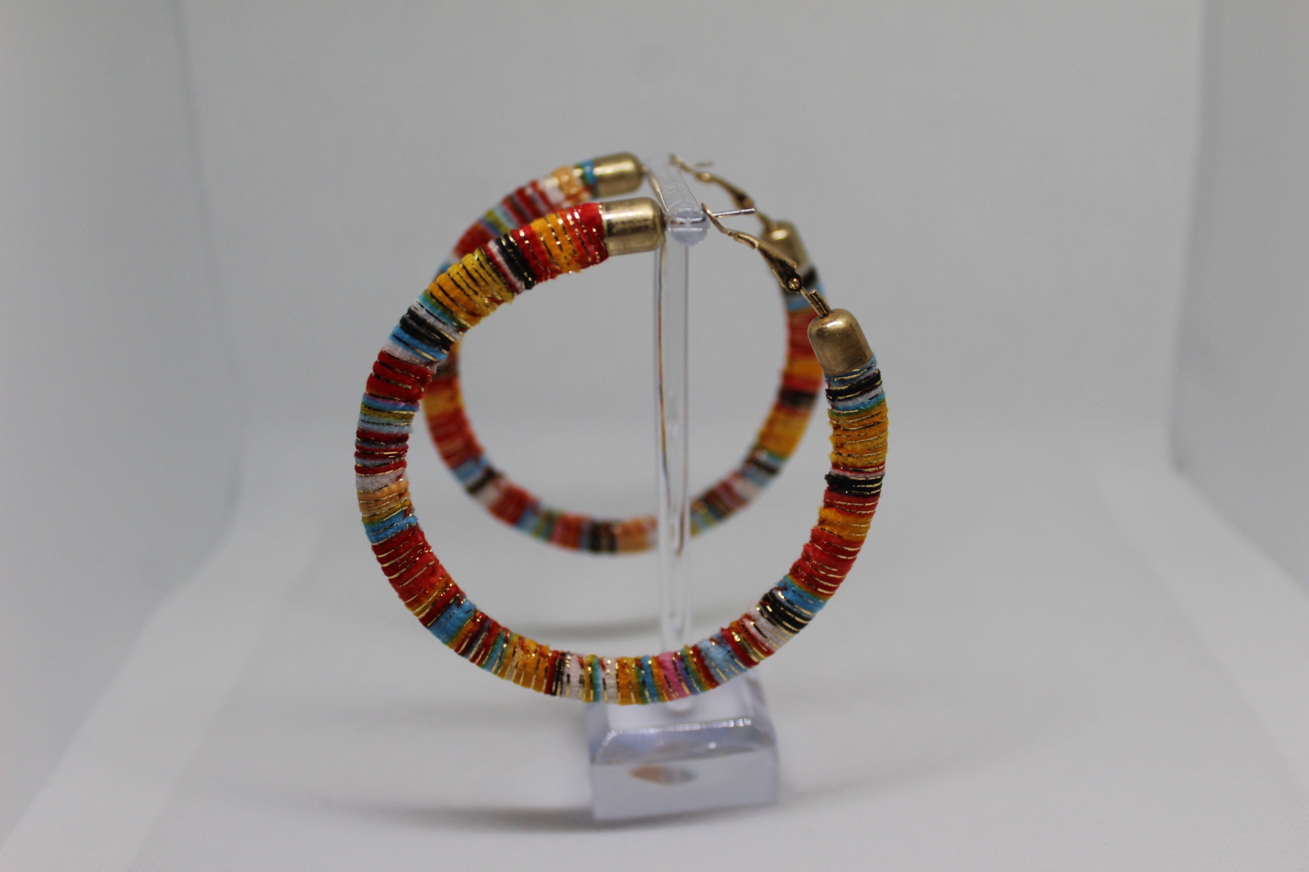 Primakind Women's Multicolored Thread-Wrapped Hoop Earrings