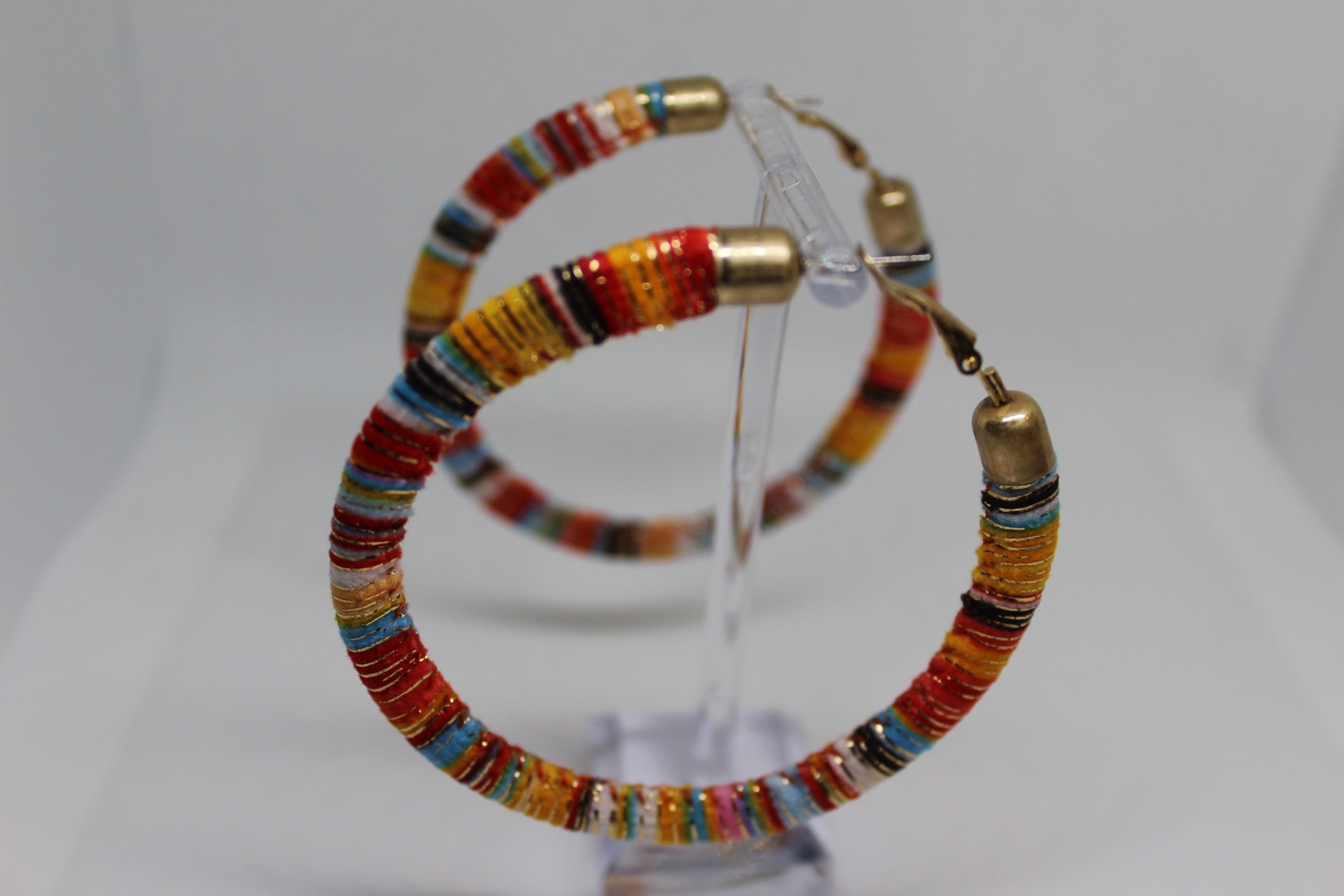 Primakind Women's Multicolored Thread-Wrapped Hoop Earrings