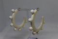 Primakind Title: Women's Beaded Off-White Hoop Earrings