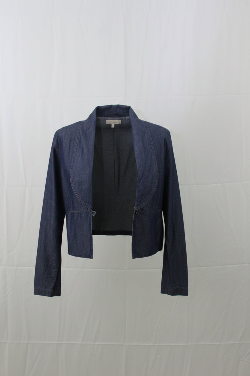 Primakind Women's Ruffled Shoulder Denim Jacket