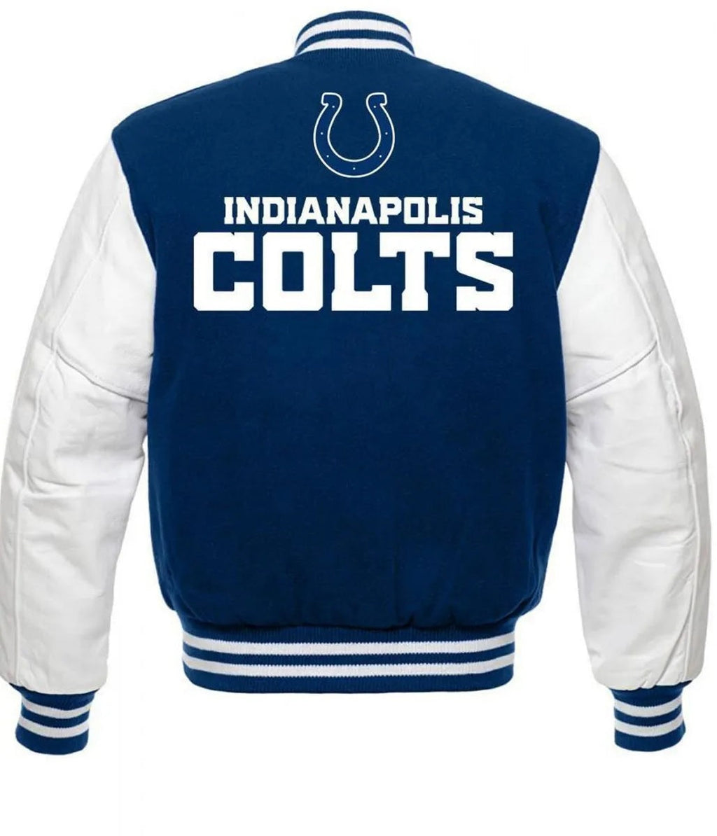 Indianapolis Colts Blue and White Letterman Jacket
