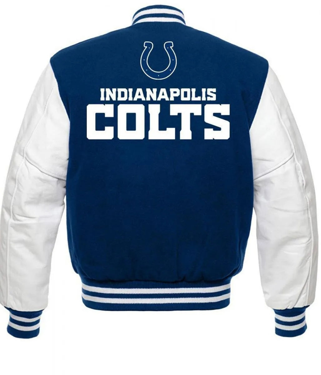 Indianapolis Colts Blue and White Letterman Jacket