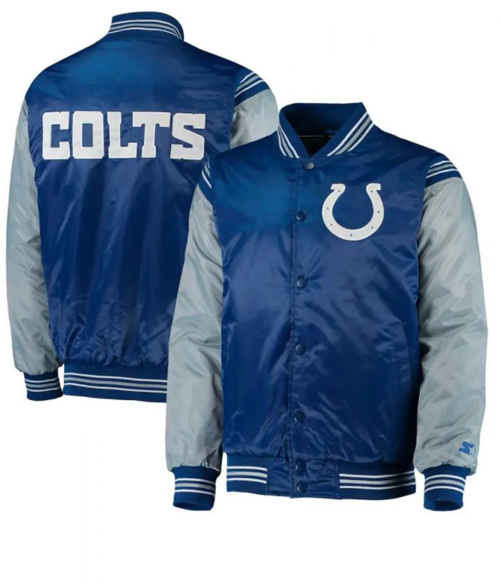Indianapolis Colts Starter Satin Grey and Blue Jacket