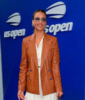 Jessica Alba 2025 US Open Tennis Championships Leather Blazer