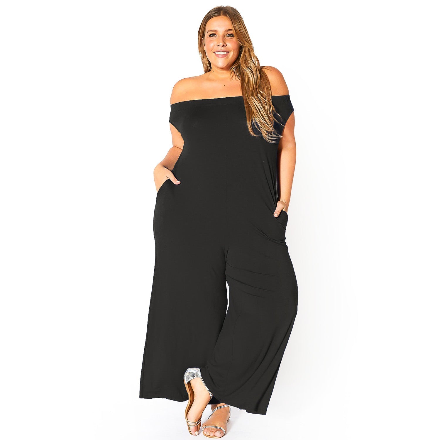 Primakind Plus Size Off-Shoulder Wide Leg Jumpsuit Bellatrix