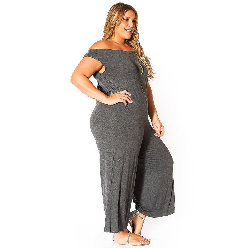 Primakind Plus Size Off-Shoulder Wide Leg Jumpsuit Bellatrix