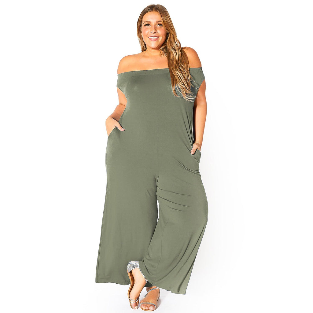 Primakind Plus Size Off-Shoulder Wide Leg Jumpsuit Bellatrix