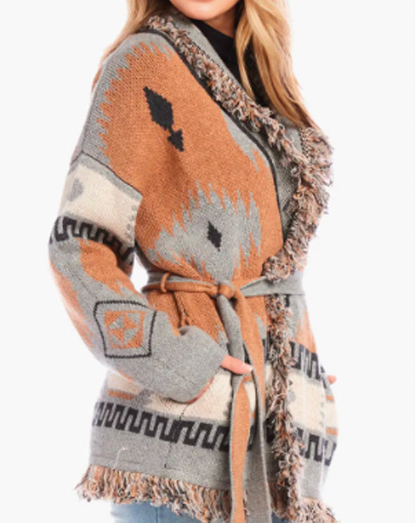 Sistas S09 Ebony Obsidian Aztec Print Cardigan
