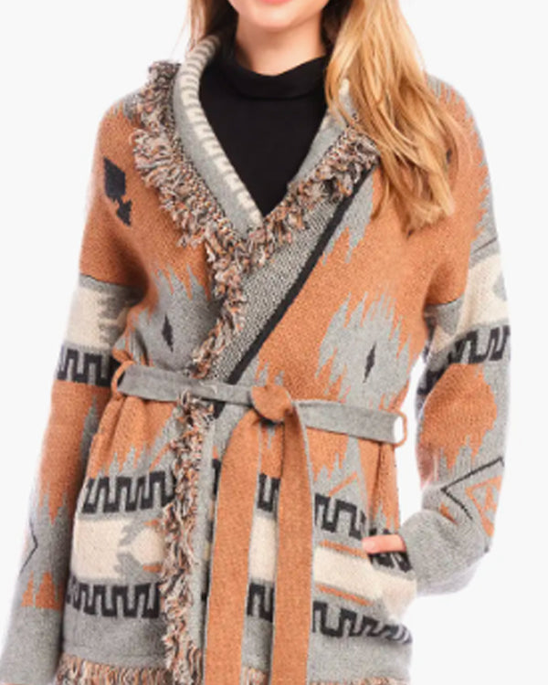 Sistas S09 Ebony Obsidian Aztec Print Cardigan