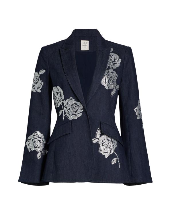 Days Of Our Lives S07 Lauren Koslow Rose Print Denim Blazer