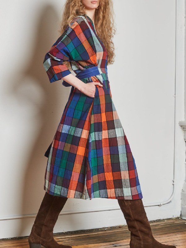 Kerri Kenney The Four Seasons S02 Multicolor Checkered Dress