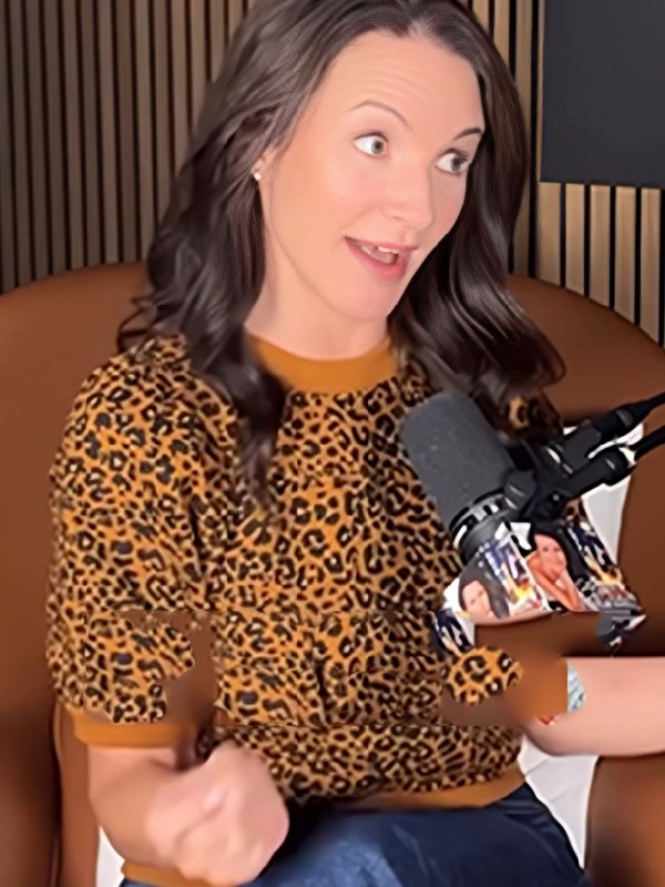 Kristin Davis Are You a Charlotte? Podcast Leopard Print Sweater