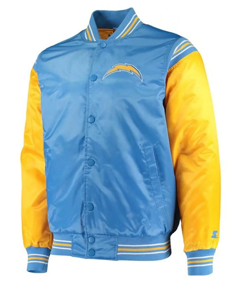LA Chargers Bomber Blue And White Jacket