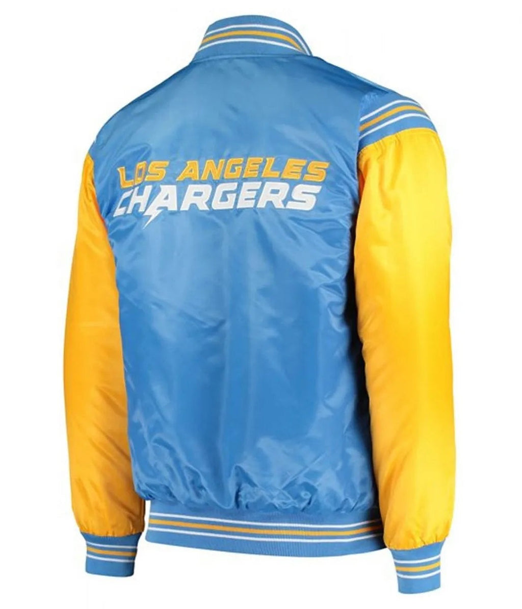 LA Chargers Bomber Blue And White Jacket