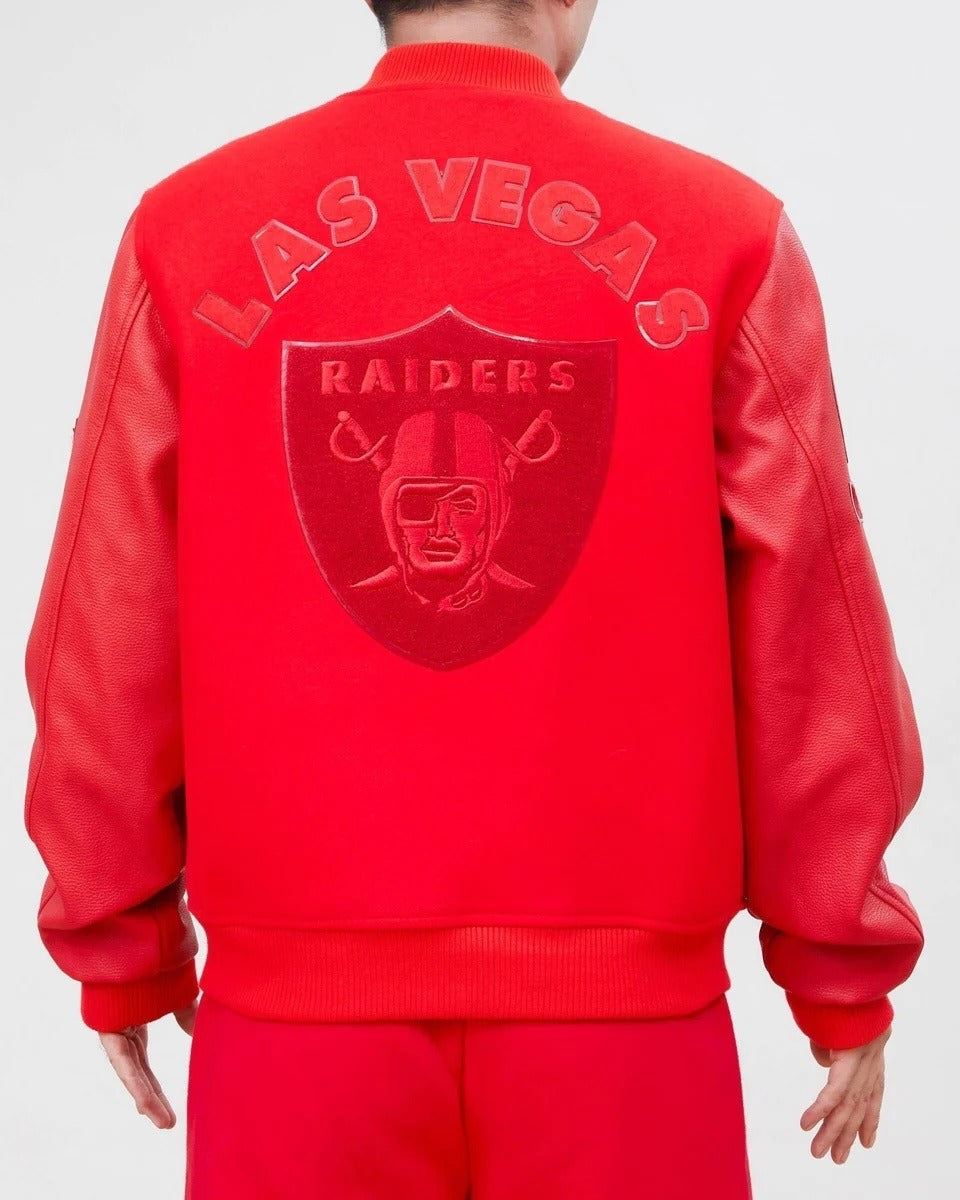 Las Vegas Raiders Classic Triple Red Wool Varsity Jacket