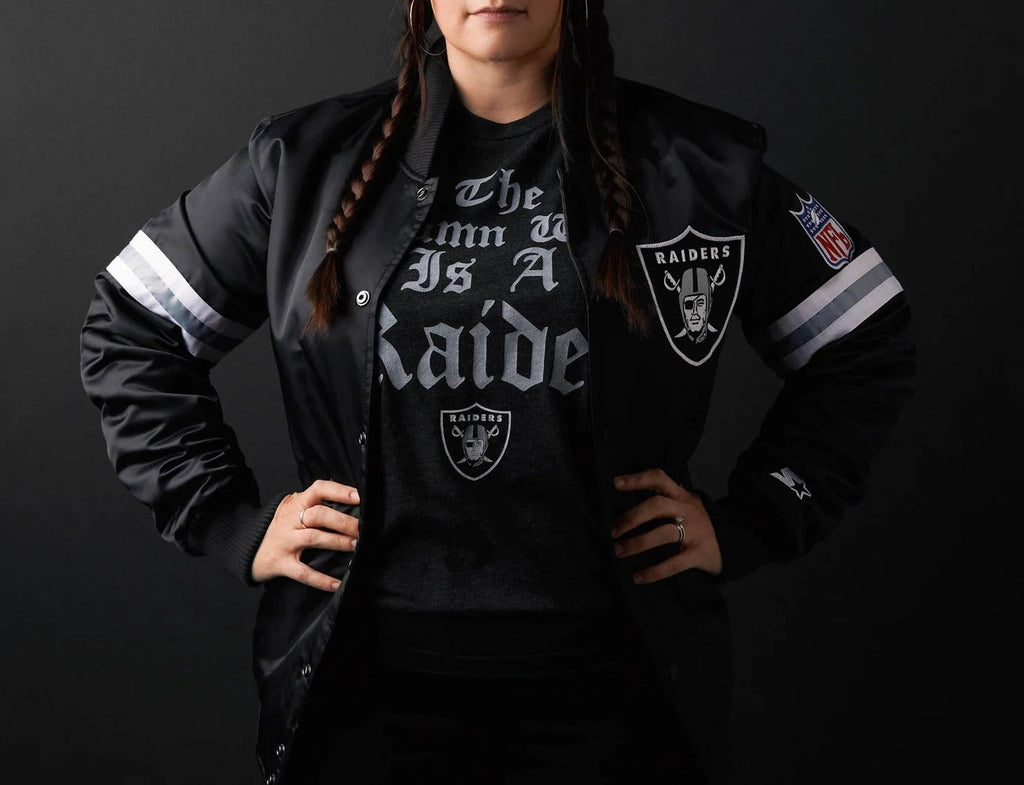 Las Vegas Raiders Striped Black Satin Jacket