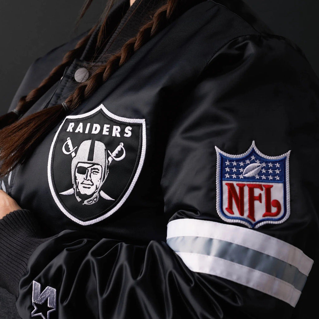 Las Vegas Raiders Striped Black Satin Jacket