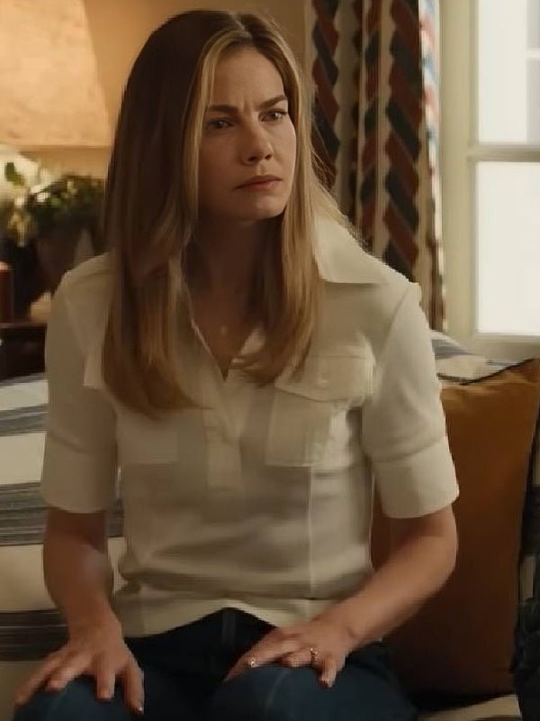 Little Brother 2026 Michelle Monaghan White Polo Top