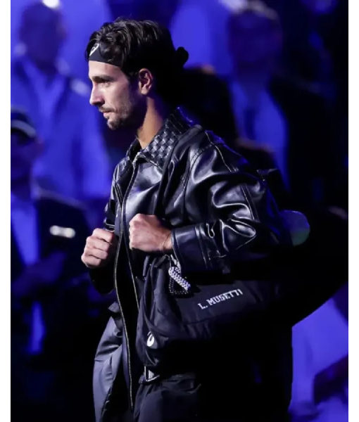 Lorenzo Musetti 2025 US Open Black Leather Jacket