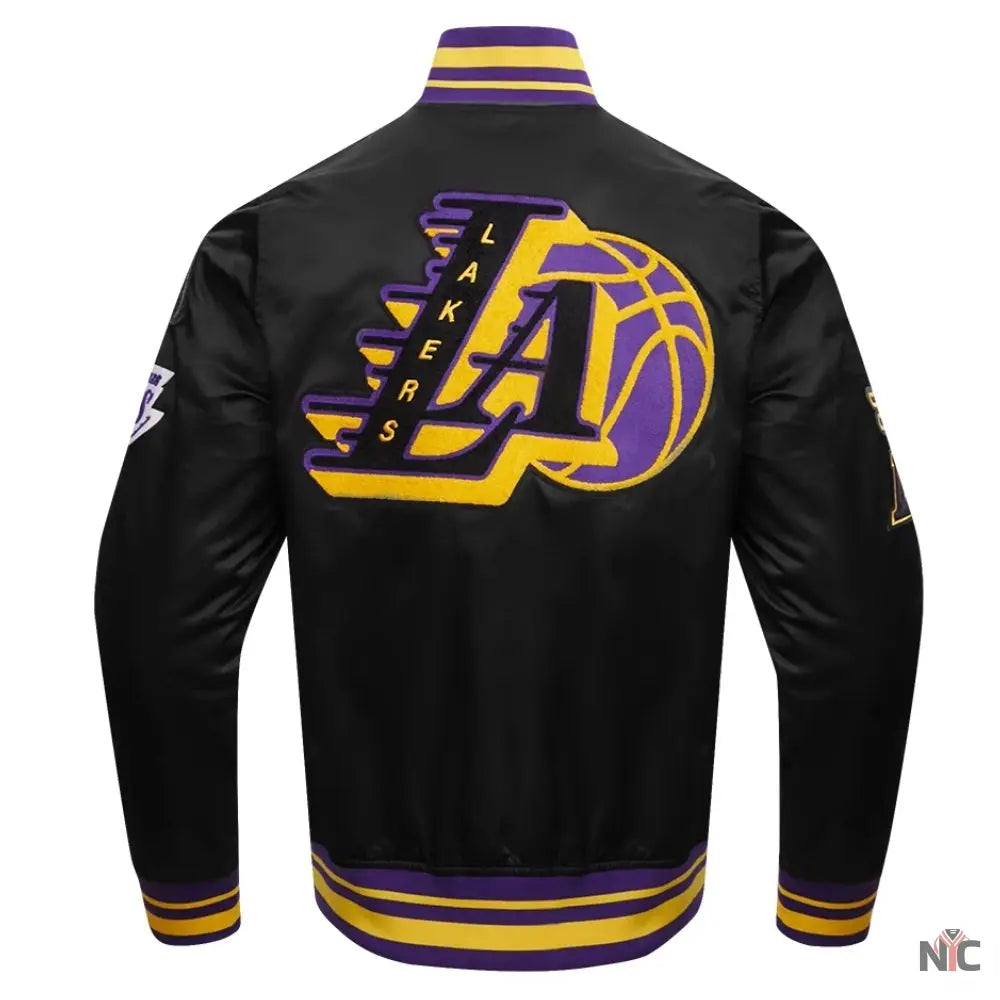 Los Angeles Lakers Pro Standard Mash Up Black Satin Jacket