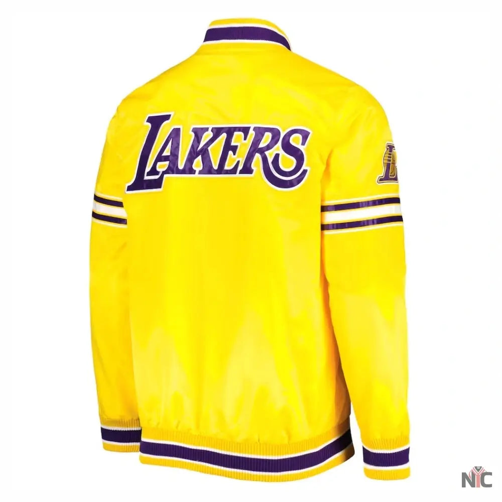 Los Angeles Lakers Slider Yellow Satin Varsity Jacket
