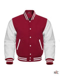 Maroon And White Varsity Letterman Jacket