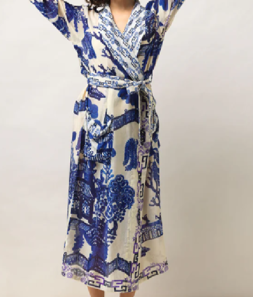Beyond the Gates 2025 Marquita Goings Blue and White Printed Robe