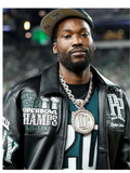 Meek Mill Eagles Black Leather Jacket