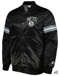 Men’s Brooklyn Nets Starter Black Pick & Roll Satin Full-Snap Varsity Jacket