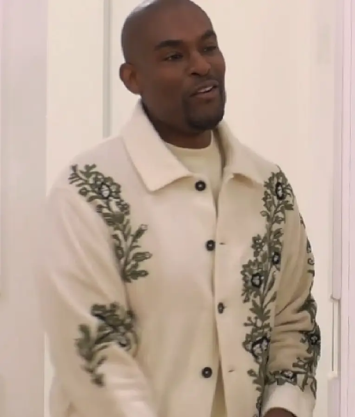 Celebs Go Dating S14 Paul C Brunson Leaf Embroidered Jacket