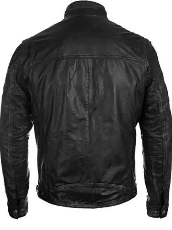Men Cafe Racer Vintage Style Black Real Leather Jacket