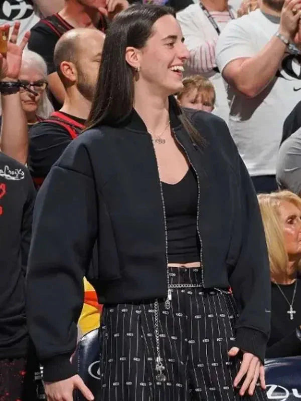 Caitlin Clark 2025 Black Bomber Jacket