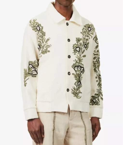 Celebs Go Dating S14 Paul C Brunson Leaf Embroidered Jacket