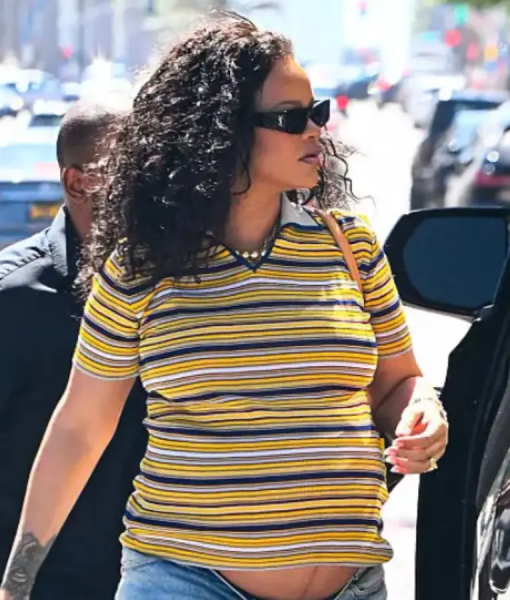 Rihanna LA 2025 Striped Polo Shirt