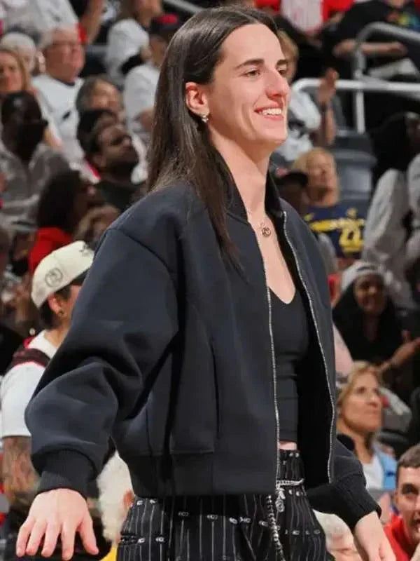 Caitlin Clark 2025 Black Bomber Jacket