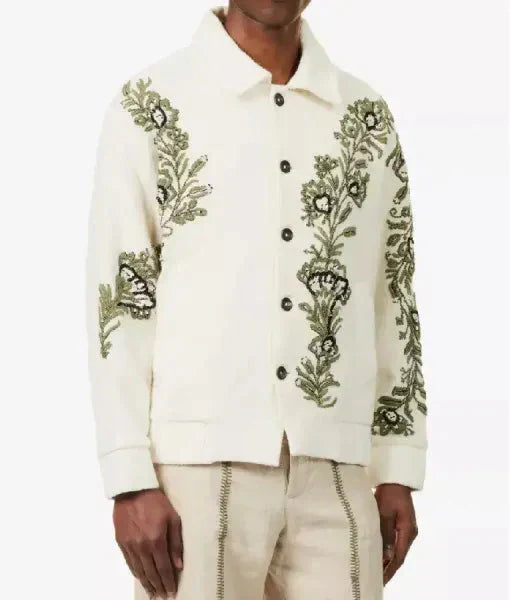Celebs Go Dating Leaf Embroidered Jacket
