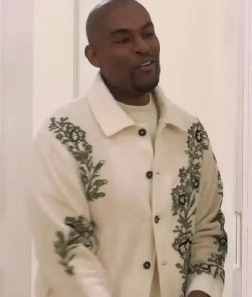 Celebs Go Dating Leaf Embroidered Jacket