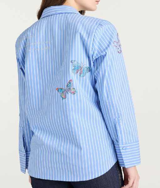 Butterfly Stripe Cotton Blend Shirt