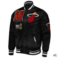 Miami Heat Mash Up Bomber Black Satin Jacket