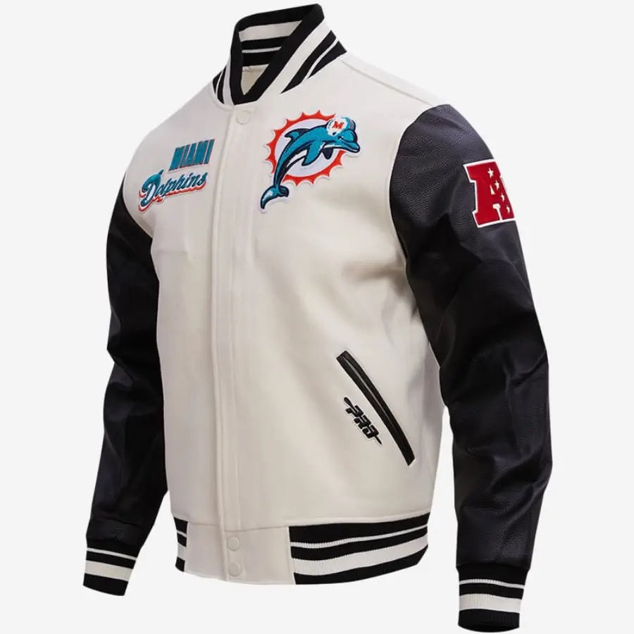 Miami Dolphins Classic Wool and Leather Varsity Jacket