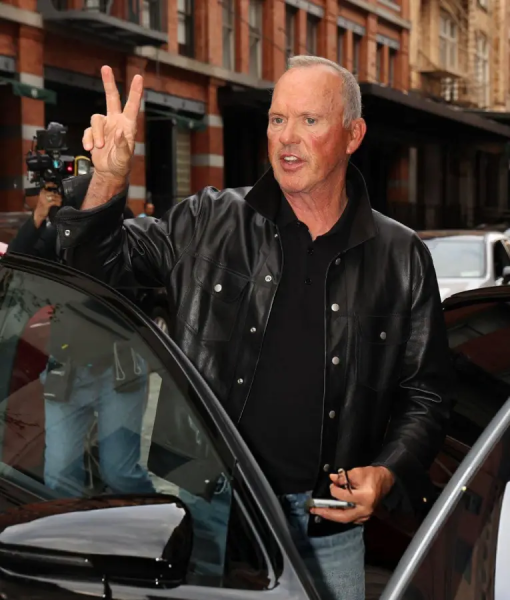 Michael Keaton NYC 2025 Black Leather Jacket