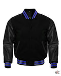 Midnight Varsity Jacket With Royal Highlights