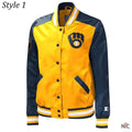 Milwaukee Brewers Gold and Navy Varsity Satin Jacket