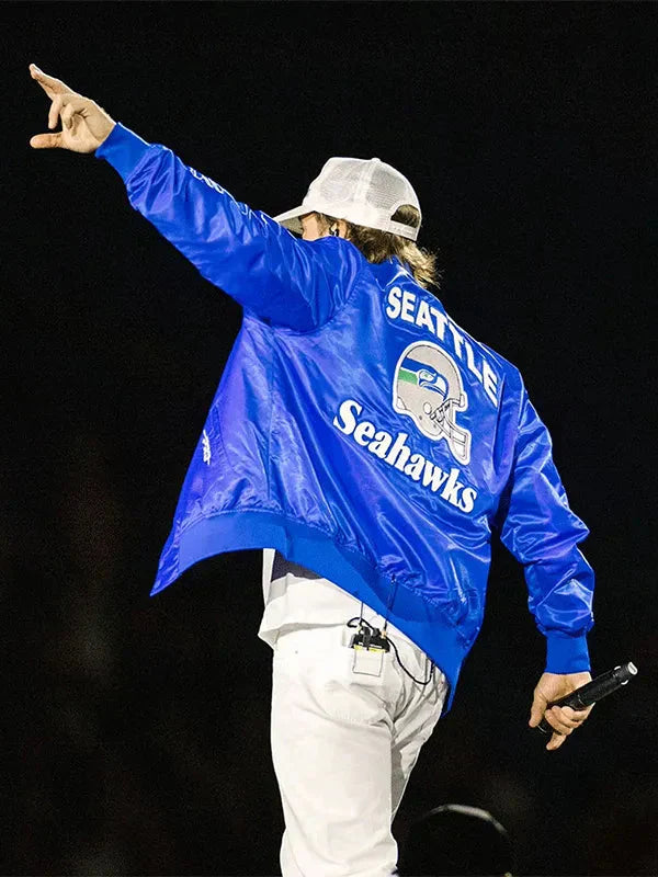 Morgan Wallen Seattle Seahawks Blue Varsity Jacket